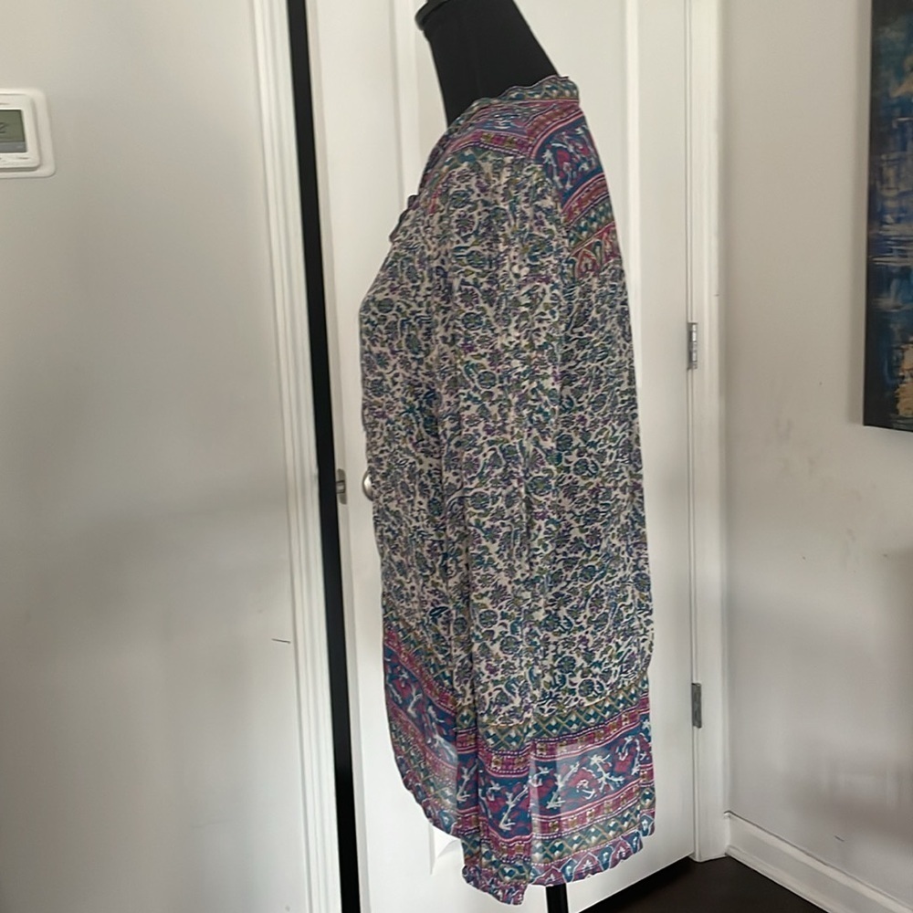 Lucky Brand Jewel Toned Tunic Blouse Size S Multicolored Boho Chic Whimsigoth - Picture 11 of 13